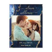 金ゴールドモダンブルー大理石ゲートPHOTO日付を保存