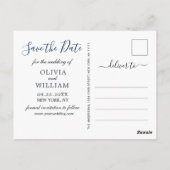 金ゴールドモダンブルー大理石ゲートPHOTO日付を保存 ポストカード (裏面)