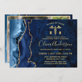 金ゴールドモダンブルー看護学校卒業党 招待状