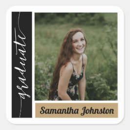 金ゴールドモダンブロック写真の卒業 スクエアシール