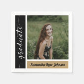 金ゴールドモダンブロック写真の卒業 スタンダードカクテルナプキン (正面)