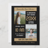 金ゴールドモダンブロック3-Photo卒業 招待状 (裏面)