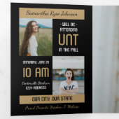 金ゴールドモダンブロック5 – 写真の卒業 三つ折り招待状 (内部最初)