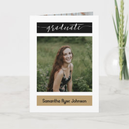 金ゴールドモダンブロック5 – 写真の卒業 招待状