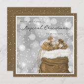 金ゴールドモダンプレゼント魔法のクリスマス シーズンカード (正面/裏面)