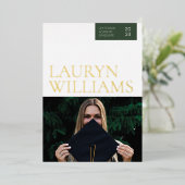 金ゴールドモダンプロフェッショナル卒業発表 箔招待状 (立ち正面)