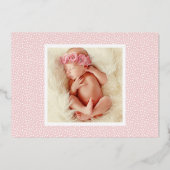 金ゴールドモダンベビーガール写真誕生のお知らせ 箔招待状 (裏面)