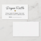 金ゴールドモダンベビーシャワーおむつラッフルチケット エンクロージャーカード (正面/裏面)