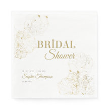 金ゴールドモダンペニーフローラスケッチブライダルシャワー