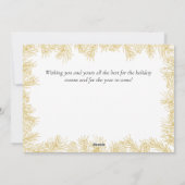 金ゴールドモダンホイエレガントトファミリー写真クリスマス シーズンカード (裏面)