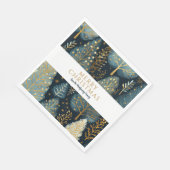 金ゴールドモダンホリデーフォレストクリパーソナライズされたスマス スタンダードランチョンナプキン (角)