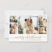 金ゴールドモダンホワイトコラージュクリスマスホリデーカード 招待状 (正面)