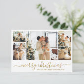 金ゴールドモダンホワイトコラージュクリスマスホリデーカード 招待状 (スタンド正面)