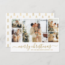 金ゴールドモダンホワイトコラージュクリスマスホリデーカード