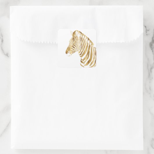 金ゴールドモダンホワイトゼブラアニマルサファリデザイン スクエアシール (バッグ)
