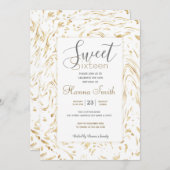 金ゴールドモダンホワイトドット波線抽象デザイン 招待状 (正面/裏面)