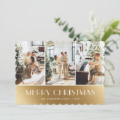 金ゴールドモダンホワイトフォトメリークリスマスカード シーズンカード (スタンド正面)