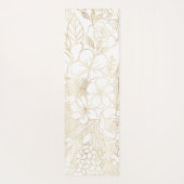 金ゴールドモダンホワイトフローラドールラインアート ヨガマット (裏面)
