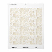 金ゴールドモダンホワイトフローラドールラインアート ラベル (フルシート)