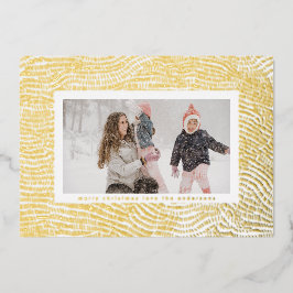 金ゴールドモダンホワイトメリークリスマスフレームの写真 箔シーズンカード