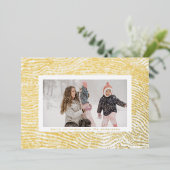 金ゴールドモダンホワイトメリークリスマスフレームの写真 箔シーズンカード (立ち正面)