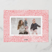 金ゴールドモダンホワイトメリークリスマスフレームフォトフォイル 箔シーズンカード (裏面)