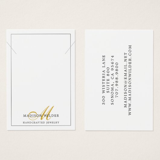 金ゴールドモダンホワイトモノグラムのジュエリーネックレス (正面&裏面)