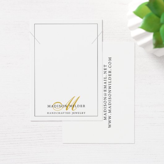 金ゴールドモダンホワイトモノグラムのジュエリーネックレス (デスク)