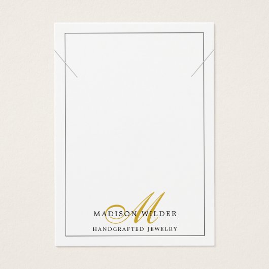 金ゴールドモダンホワイトモノグラムのジュエリーネックレス (正面)