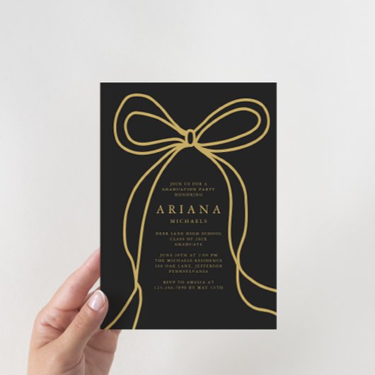 金ゴールドモダンボウ卒業パーティ招待状 案内状