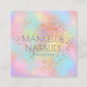 金ゴールドモダンマンダラパステルグラディエントメイクアップアーティスト スクエア名刺 (正面)