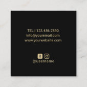 金ゴールドモダンマンダラフラワーロゴエレガントブラック スクエア名刺 (裏面)