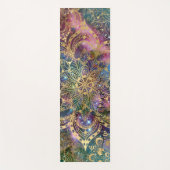 金ゴールドモダンマンダラブルーパープルネブラ名前をカスタムする ヨガマット (正面)