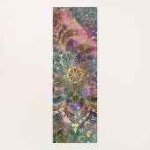 金ゴールドモダンマンダラブルーパープルネブラ名前をカスタムする ヨガマット (裏面)