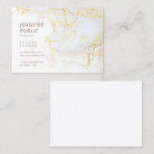 金ゴールドモダンマーブルモノグラムエレガントテンプレートルクセ 名刺 (正面/裏面)