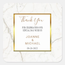 金ゴールドモダンマーブル結婚ズ・サンキュー