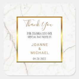 金ゴールドモダンマーブル結婚ズ・サンキュー スクエアシール