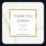 金ゴールドモダンマーブル結婚ズ・サンキュー スクエアシール<br><div class="desc">モダン金ゴールドと大理石のエレガントな感謝していウェディングはメッセージとラ感謝していベル付けする。これらの結婚ステッ感謝していクは、あなたの結婚式の引き出物をパーソナライズする完璧な方法である。新郎新婦の名前と日付結婚を追加し、感謝の文字を変更できる。</div>