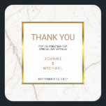 金ゴールドモダンマーブル結婚ズ・サンキュー スクエアシール<br><div class="desc">モダン金ゴールドと大理石のエレガントな感謝していウェディングはメッセージとラ感謝していベル付けする。これらの結婚ステッ感謝していクは、あなたの結婚式の引き出物をパーソナライズする完璧な方法である。新郎新婦の名前と日付結婚を追加し、感謝の文字を変更できる。</div>