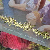 金ゴールドモダンミストレトークリスマス写真 箔シーズンカード