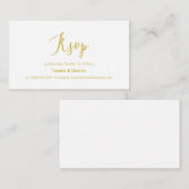 金ゴールドモダンミニマリズム書体、ウェディングRSVP エンクロージャーカード (正面/裏面)