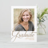 金ゴールドモダンミニマル写真卒業招待状 招待状 (スタンド正面)