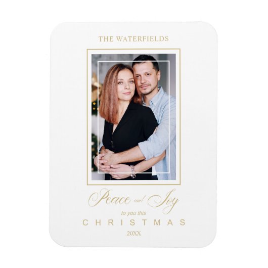 金ゴールドモダンミニマル写真家族 マグネット (縦)