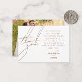 金ゴールドモダンミニマル写真結婚のサンキューカード ノートカード (正面/裏面インサイチュ)