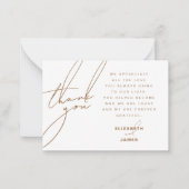 金ゴールドモダンミニマル写真結婚のサンキューカード ノートカード (正面)