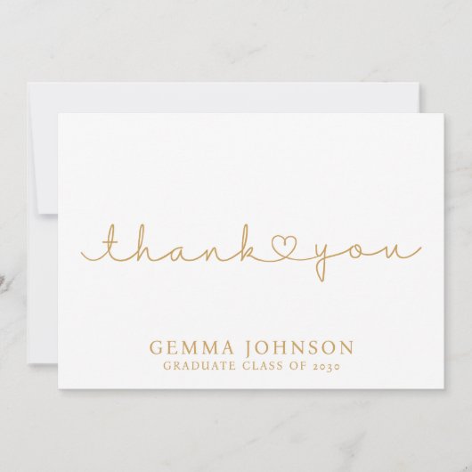 金ゴールドモダンミニマル卒業 サンキューカード (正面)