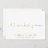 金ゴールドモダンミニマル卒業 サンキューカード (正面/裏面)