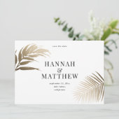 金ゴールドモダンミニマル植物性結婚熱帯病 セーブザデート (スタンド正面)