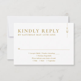 金ゴールドモダンミニマル・モノグラ結婚ムの 出欠カード