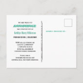 金ゴールドモダンミントスクリプト3写真卒業 案内ポストカード (裏面)